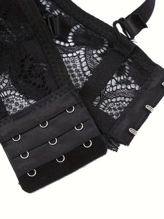 Push Up Thong Bra Set Black