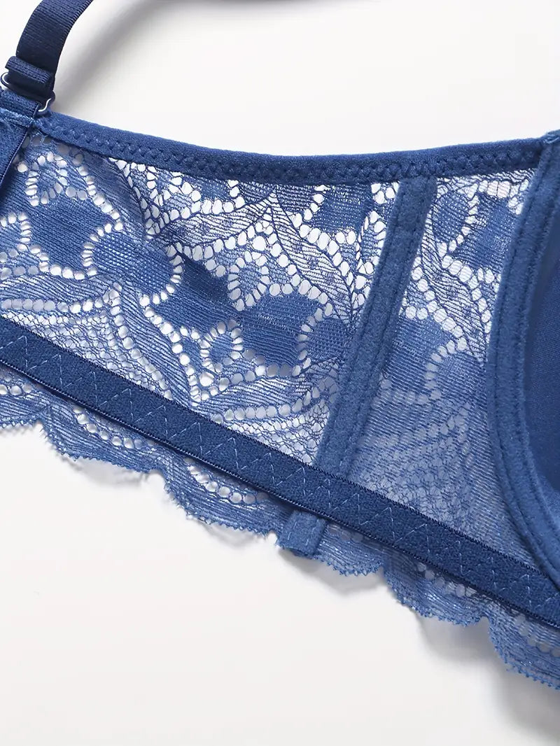 Push Up Thong Bra Set Blue
