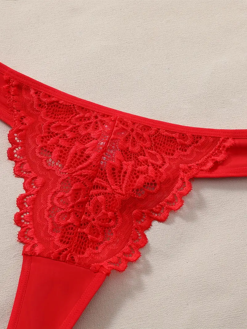 5-pcs Comfortable Soft Pack Lace Thongs 5 Colors