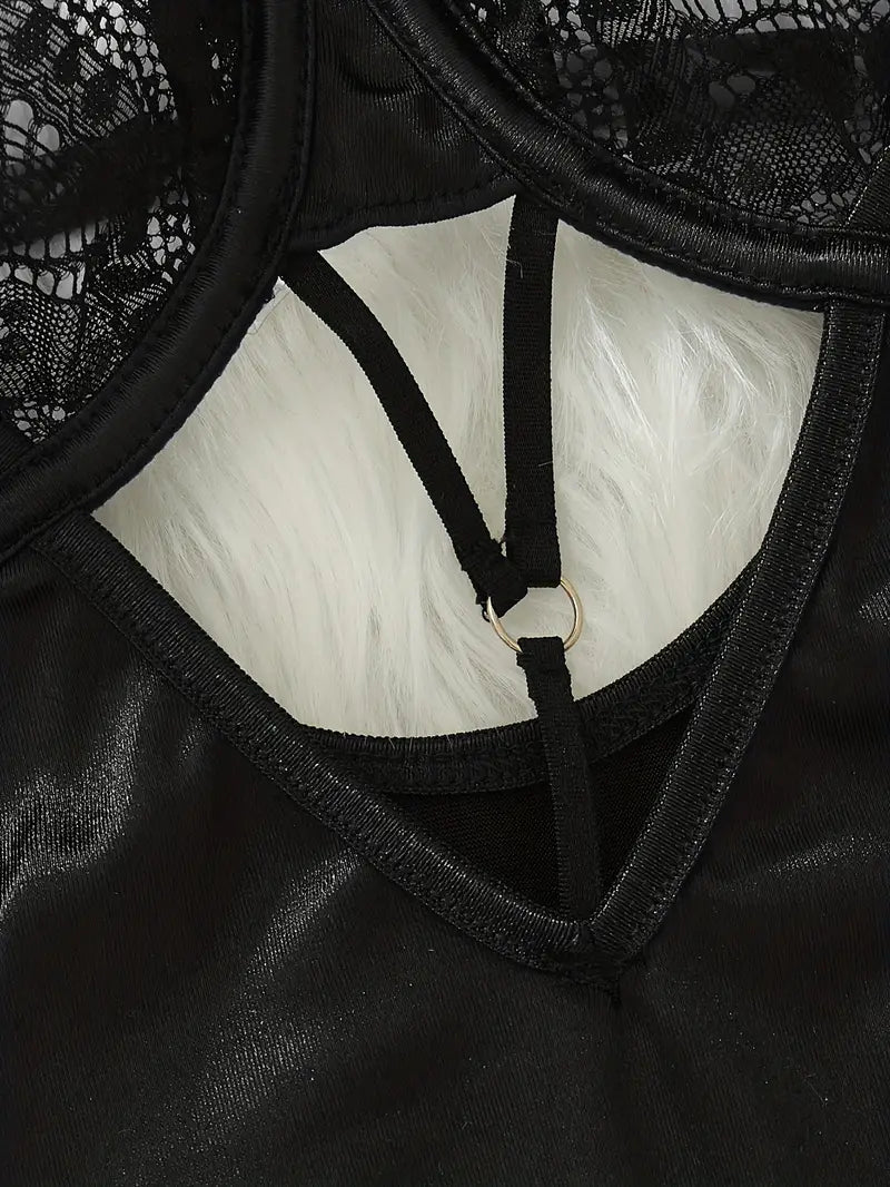 Black French-Inspired Lace Bodysuit