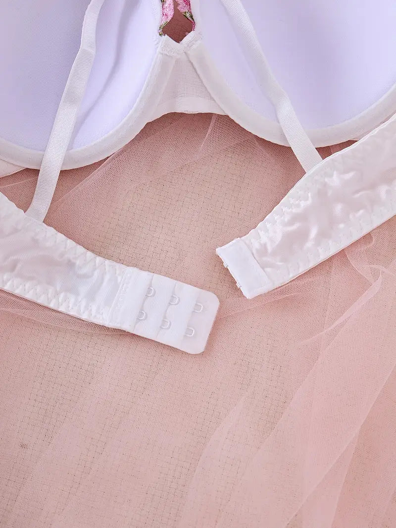 Sexy Lingerie French Pure Desire Embroidered Floral Bra Set