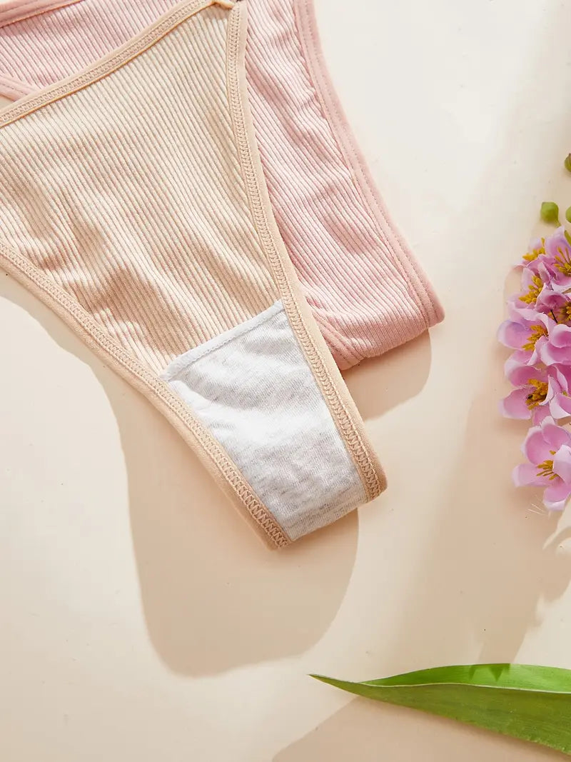 12-pcs Pack Comfortable Breathable Soft Low-Rise Thongs V-String Solid Multicolor