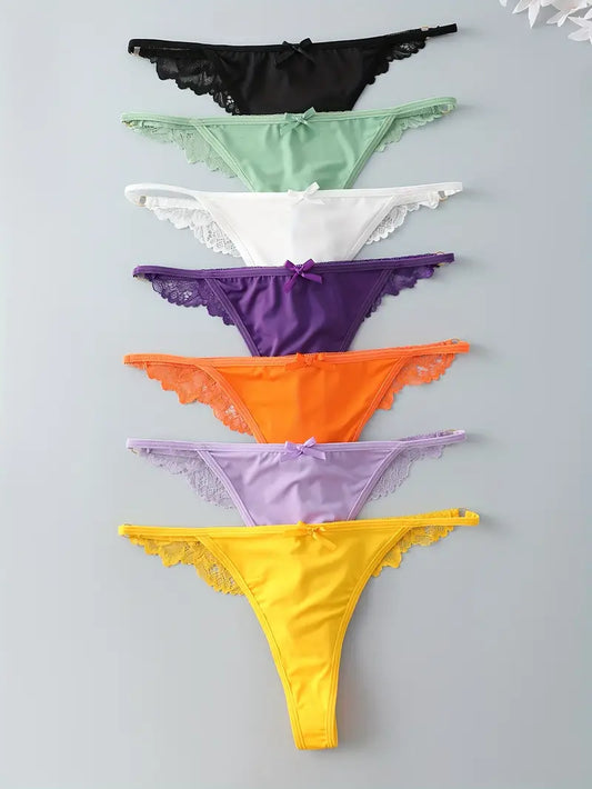 7-pcs Pack Comfortable Soft Stylish Low-Rise Thong 7 Solid Colors