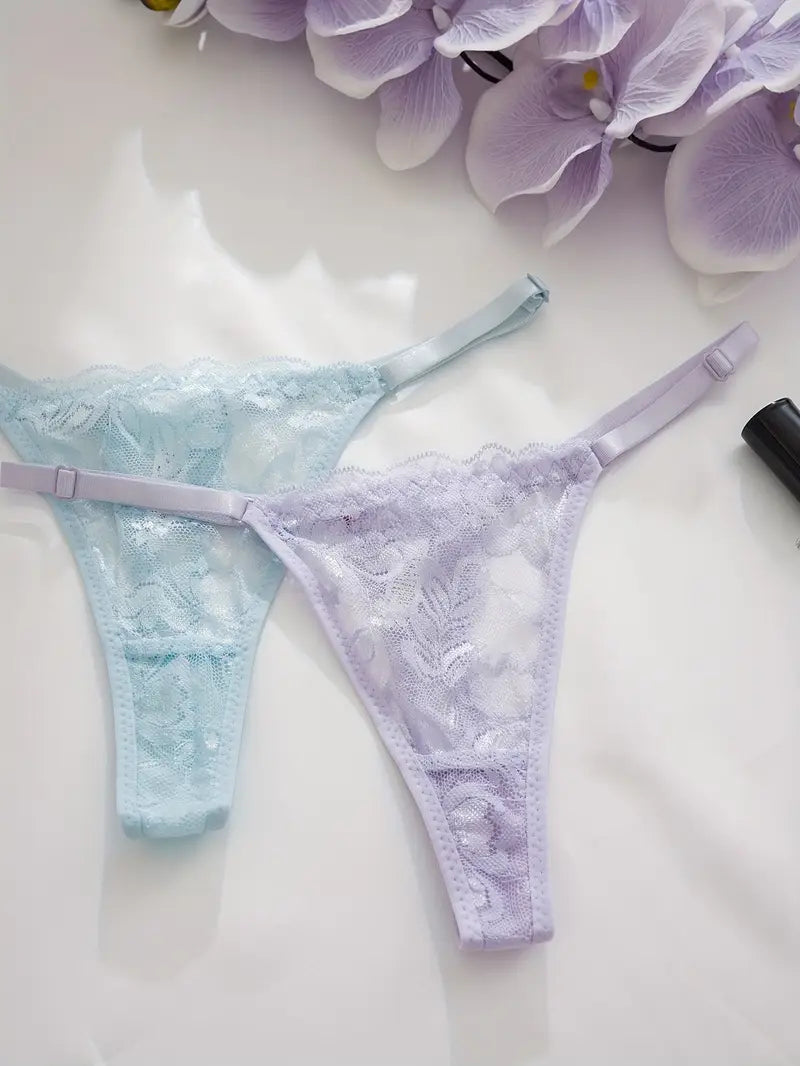 10-pcs Pack Elegant  Ultra Soft  Low-Rise Thongs  Lace Panties String