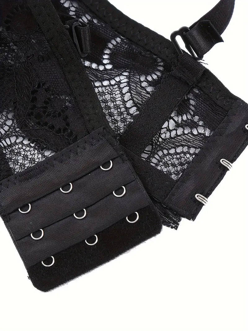 Push Up Thong Bra Set Black