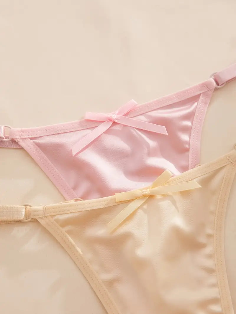8-pcs Pack Soft  Comfortable Breathable Bow Thong Underwear Panties