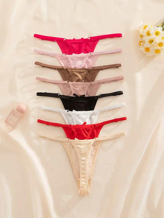 8-pcs Pack Soft  Comfortable Breathable Bow Thong Underwear Panties