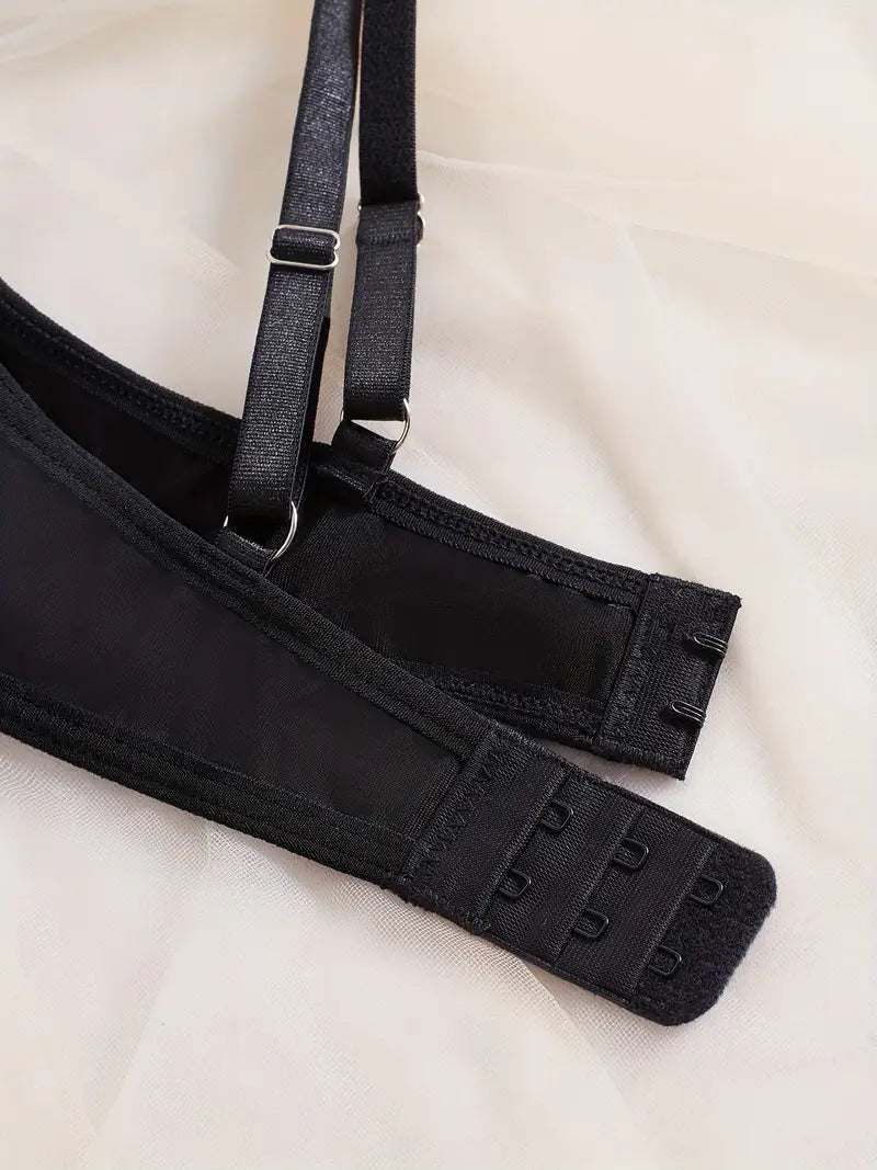 Black Elegant Bodysuit Floral pattern