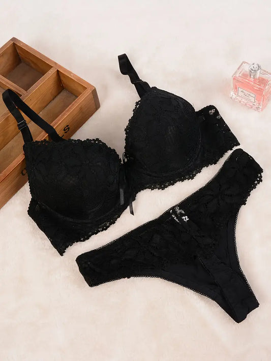 Push Up Sexy Lingerie Black Lace Sets