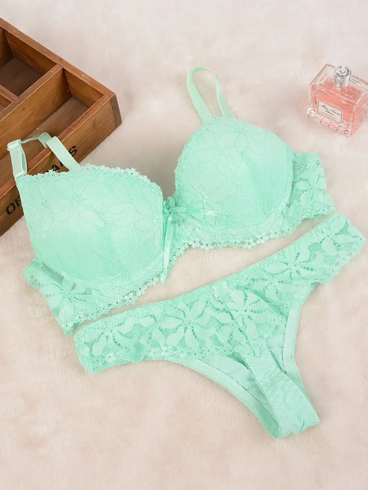 Push Up Sexy Lingerie Mint Lace Sets