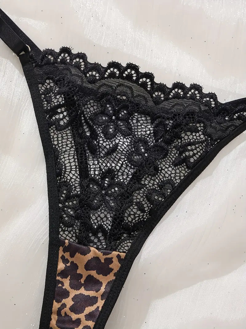 Sexy Lingerie Leopard Print & Black Lace Sets