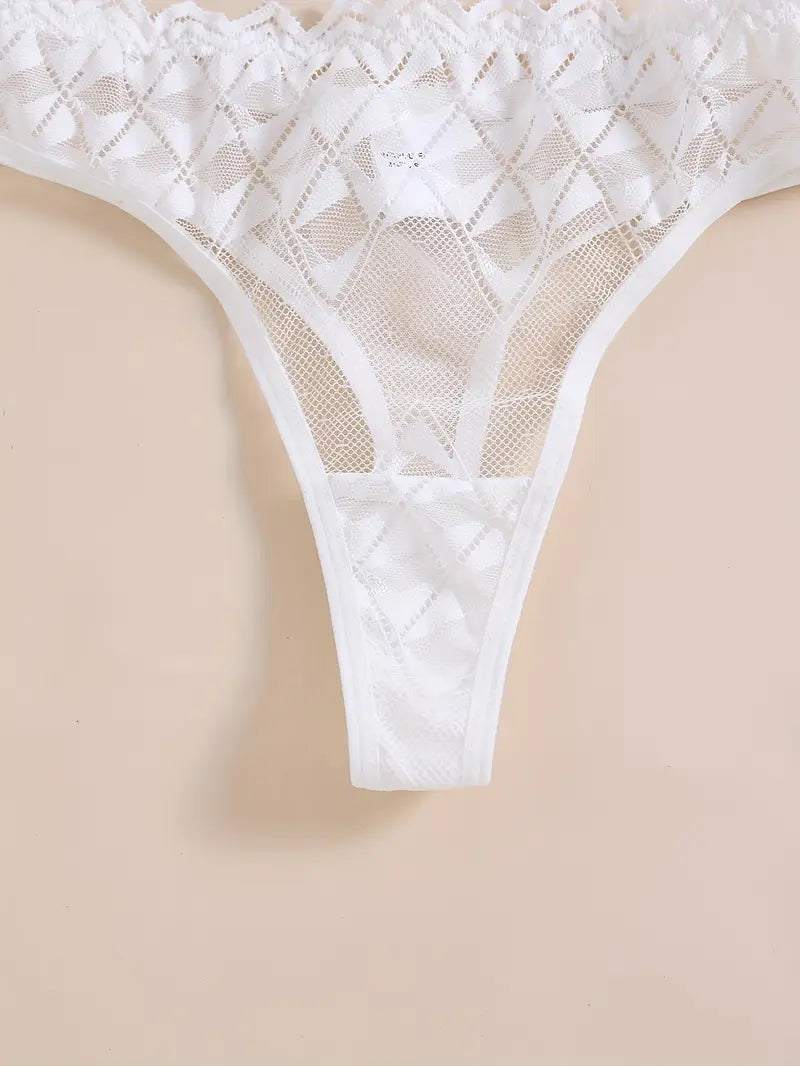 White Lingerie Set  Push-Up Bra with Underwire