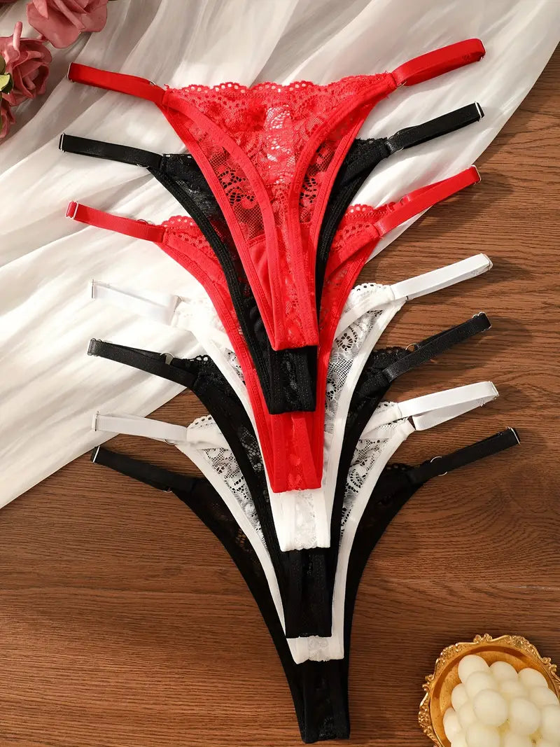 7-pcs Pack  Soft Comfortable Breathable Panties Strings Red White and Black
