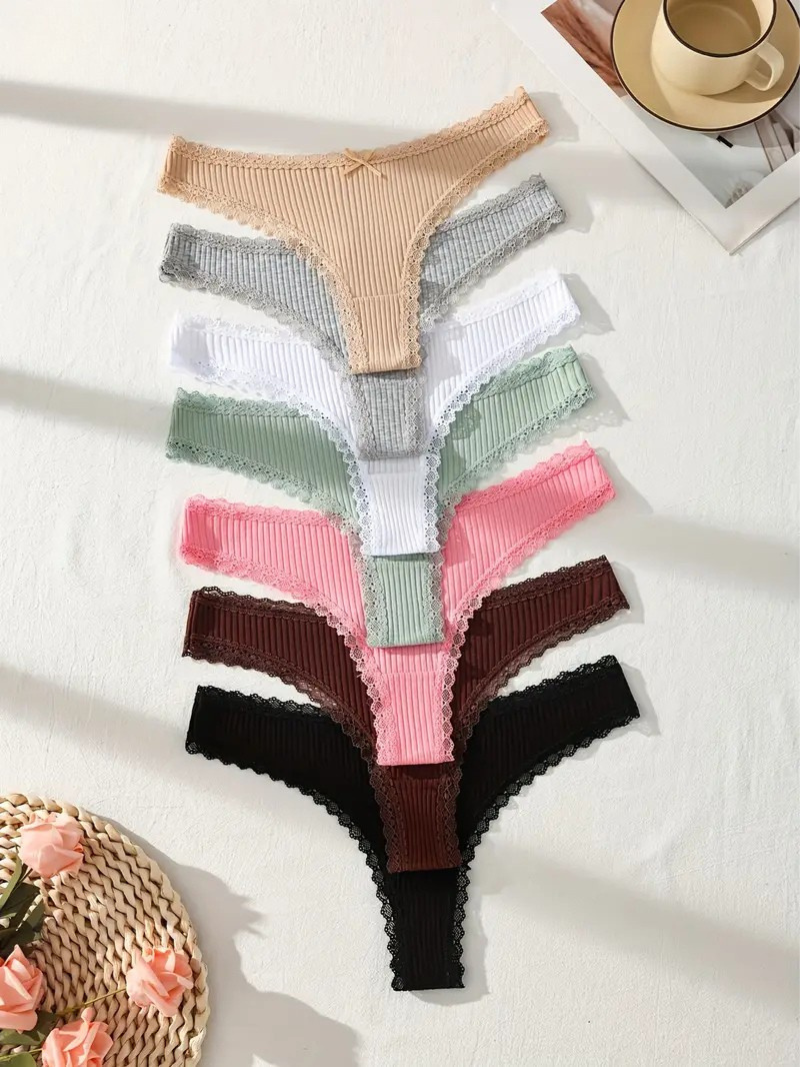 6-pcs Pack Soft Breathable Cotton Thong Panties Strings Multicolor