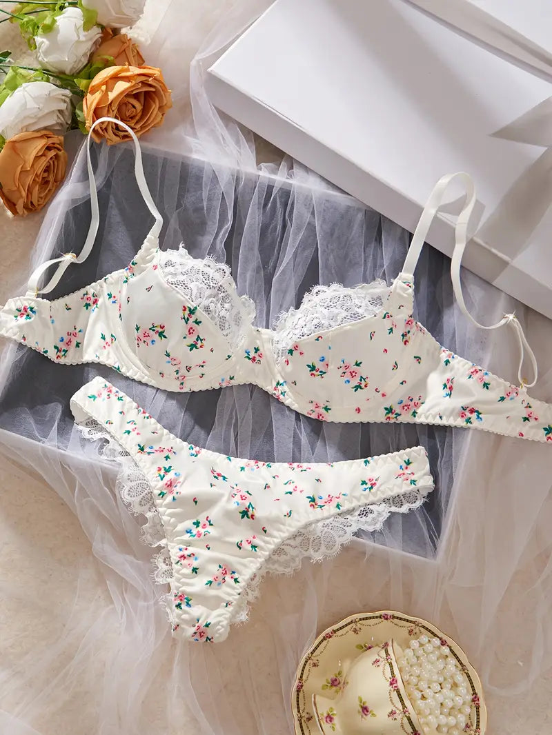 Lingerie Elegant Floral Print Lace