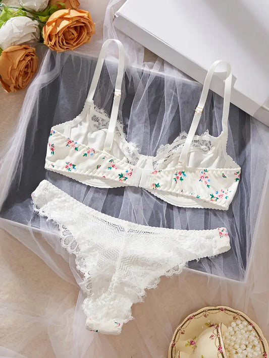 Lingerie Elegant Floral Print Lace