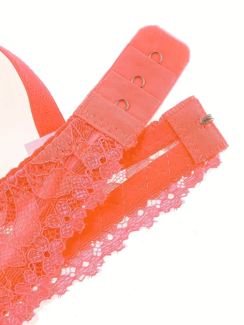 Push Up Sexy Lingerie Tangerine Red Lace Sets