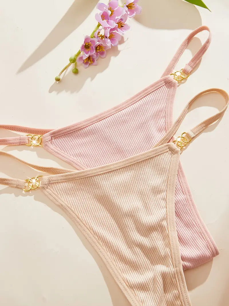 12-pcs Pack Comfortable Breathable  Soft  Low-Rise Thongs V-String Solid Multicolor