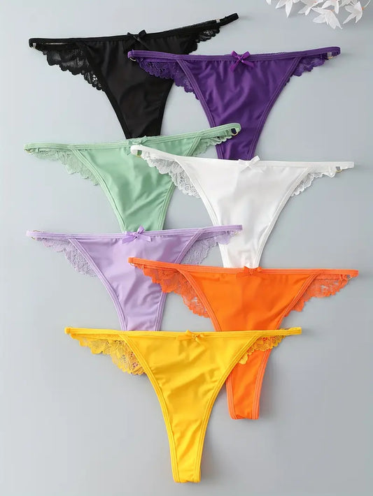 7-pcs Pack Comfortable Soft Stylish Low-Rise Thong 7 Solid Colors