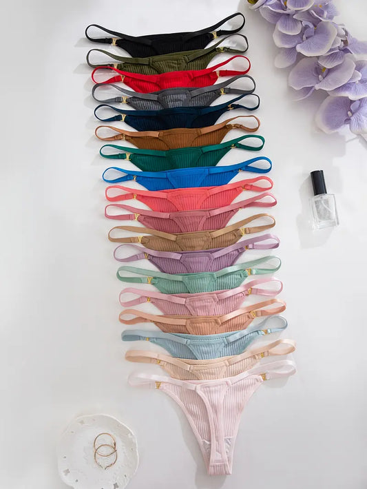 18-pcs Pack  Soft Comfort Everyday Breathable Low-Rise Thong Underwear Multicolor