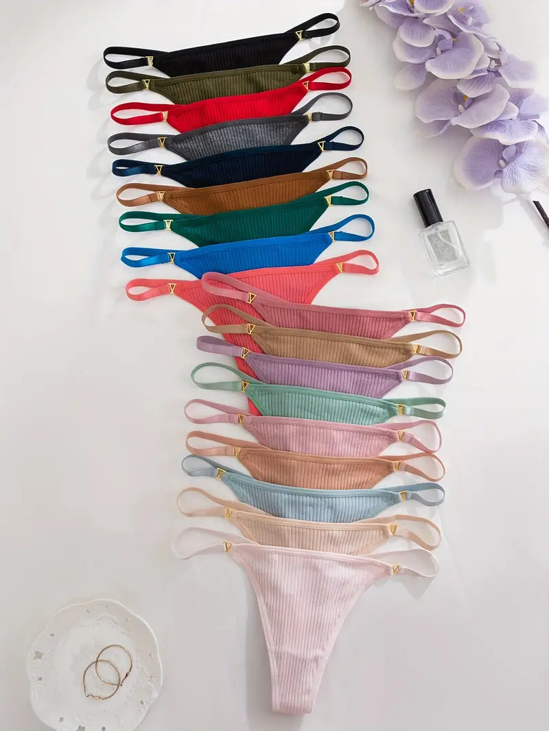 18-pcs Pack  Soft Comfort Everyday Breathable Low-Rise Thong Underwear Multicolor