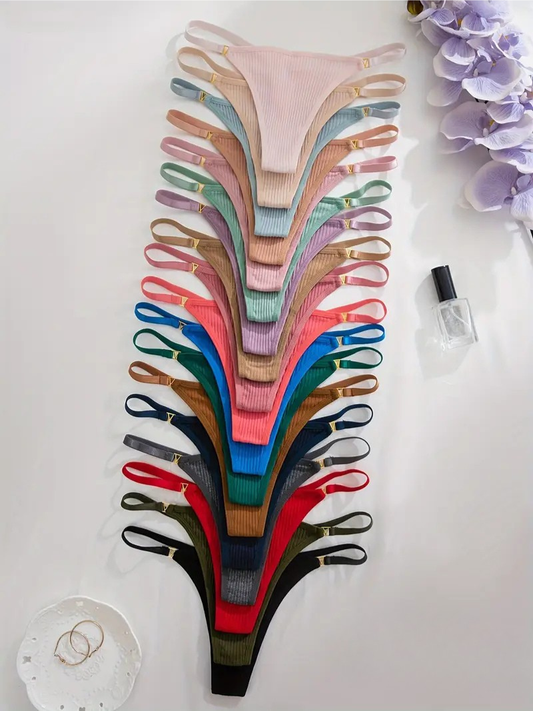 18-pcs Pack  Soft Comfort Everyday Breathable Low-Rise Thong Underwear Multicolor
