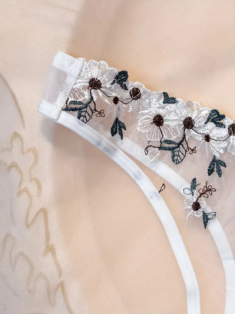 Sexy Lingerie Sets White  Daisy Flower
